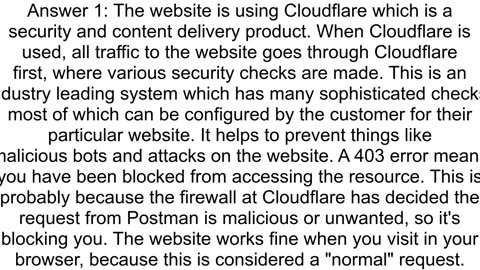 quotAccess denied lturlgt used Cloudflare to restrict accessquot GET request Postman