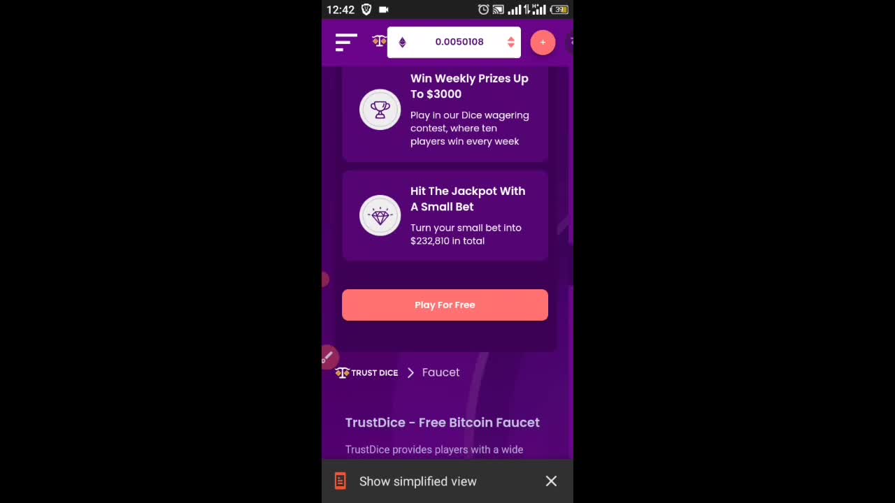 TRUSTDICE free fauct claim every 6 hour