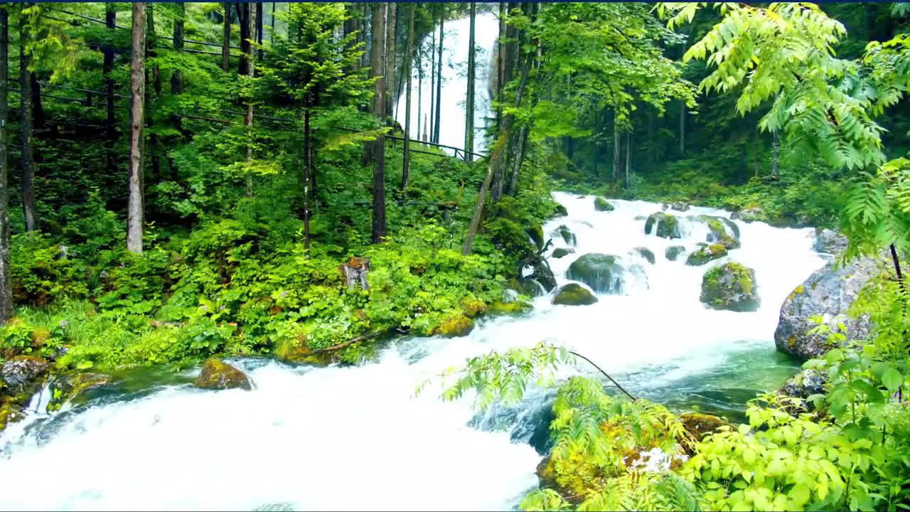 4K AMAZING Mountain River Flows video with Soothing Music for Sleep and Meditation.