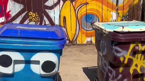 Beautiful graffiti fence in downtown Joshua Tree