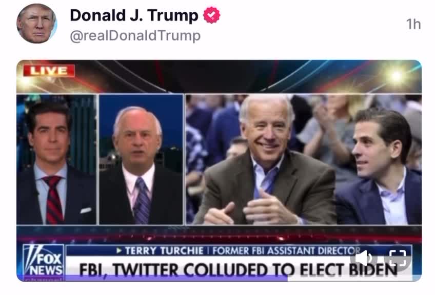 Trump TS: FBI, Twitter Colluded to Elect Biden