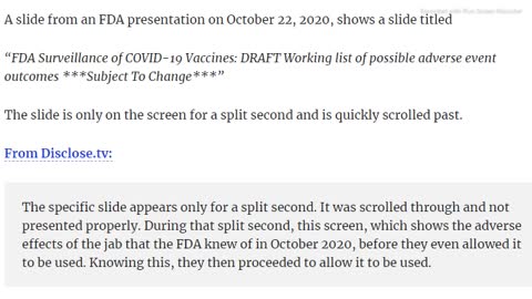 List Of “Possible” Vaccine Side Effects Shown At FDA Presentation Back In 2020?