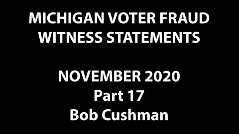 2020 Election - Bob Cushman, Michigan Eyewitness and Whistleblower (Full Interview)