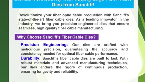 Elevate Connectivity with Cutting-Edge Fiber Cable Dies from Sancliff