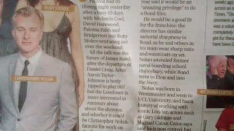 007 Taylor Johnson , Director Nolan ,Evening Standard View