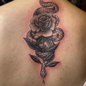 🐍🌹😎Rose & Snake Tattoo😎🌹🐍