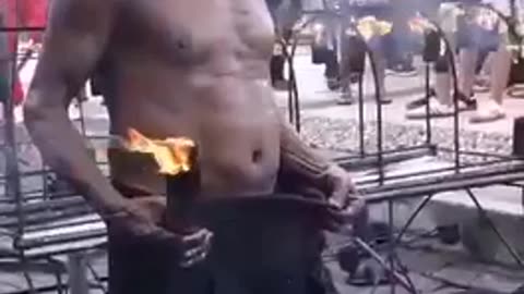 Man Stunt Burn Penis