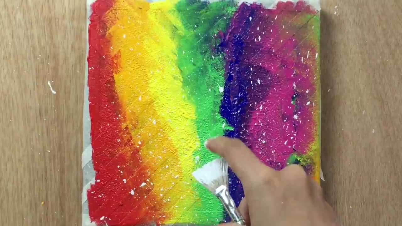 Rainbow Abstract Painting with Masking Tape and Acrylic Painting just for Beginners