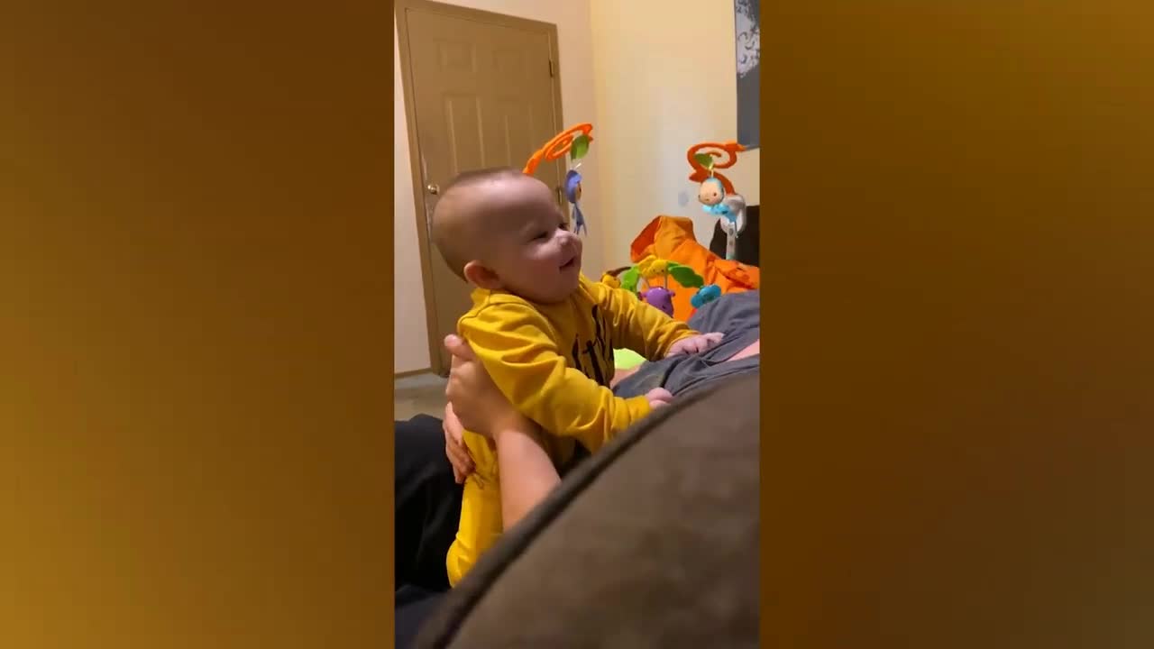 Funny Baby Moment : Happy Baby and Daddy Will Make You Laugh Hard-4