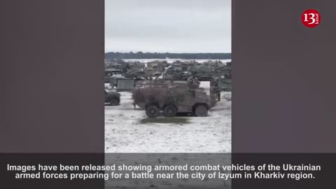 Hundreds of Ukrainian equipment spotted preparing for battle near Izyum - drone footage