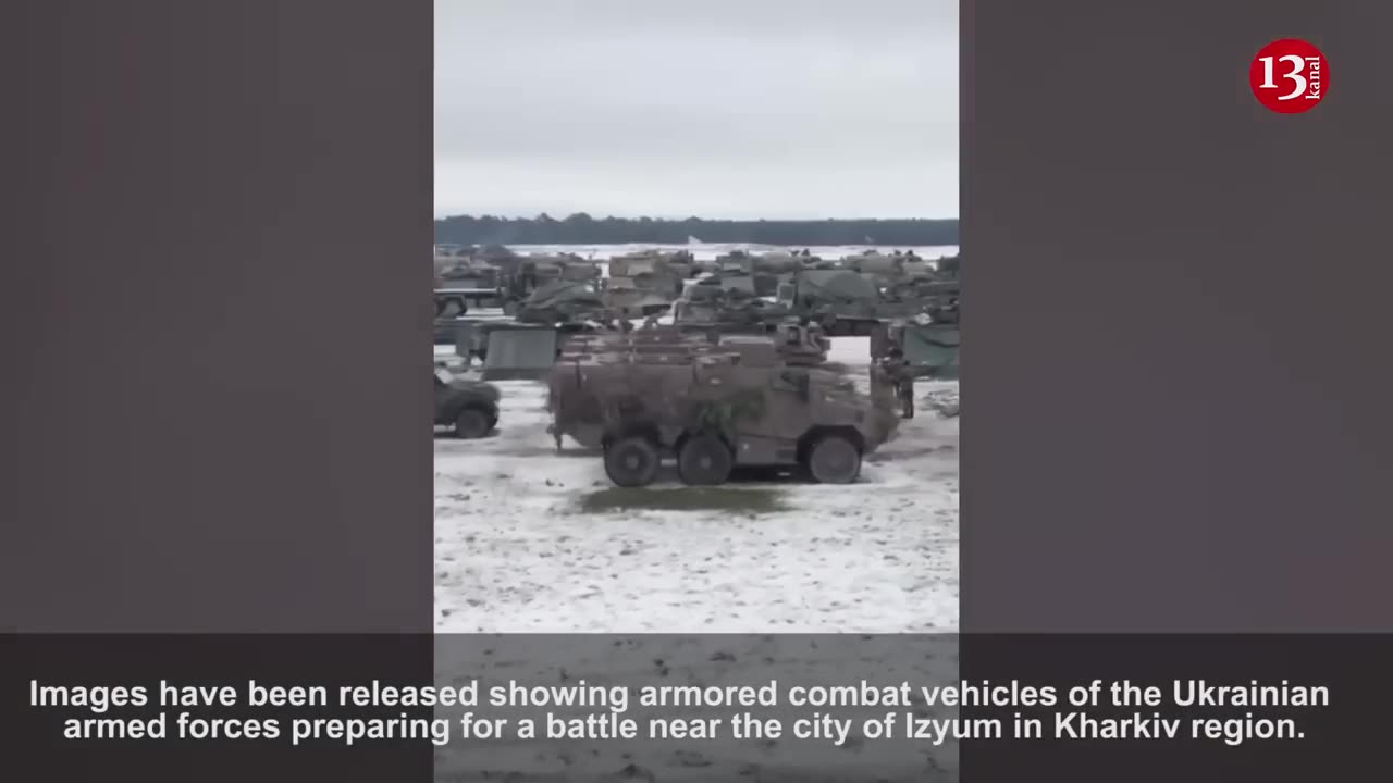 Hundreds of Ukrainian equipment spotted preparing for battle near Izyum - drone footage