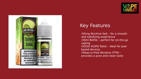 Best Dutch apple flavored 50mg Salt E-Liquid from Air Factory