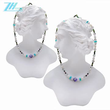 Natural turquoise Black Rutilated Quartz Princess spiny oyster pearl Tourmaline Rubellite Apyrite05