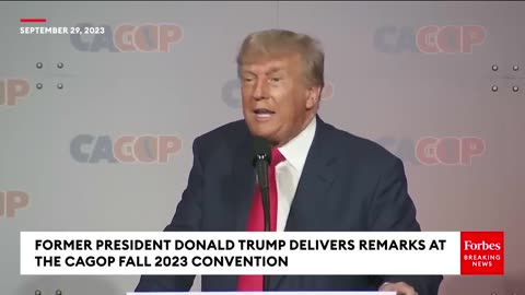 WATCH: Trump Does Impression Of Biden Having Trouble Walking Off Stage During California Speech