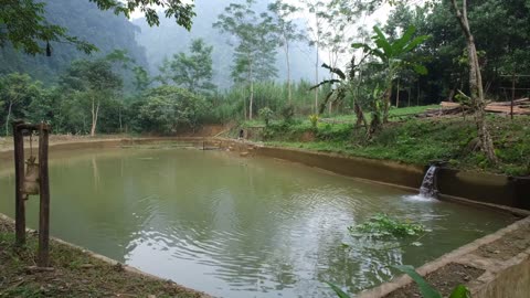 Make a pumpkin rig on the pond on a rainy heavy day, Revealing Duong private life. Primitive Skills