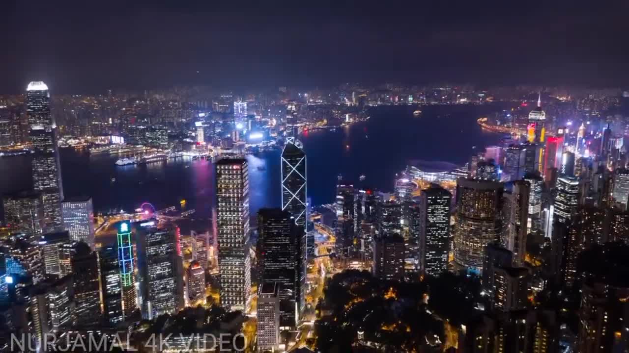 HONG KONG NIGHT 4K ULTRA HD VIDEO FOR DRONE FOOTAGE VIDEO 📸 NURJAMAL 4K VIDEO