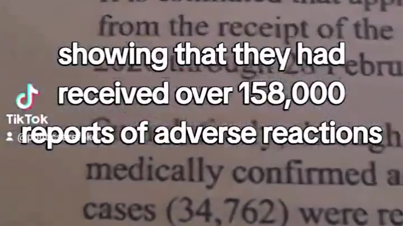 Pfizer whistleblower releases documents showing they'd received over 158,000 adverse reaction reports within 2 months of it's release.