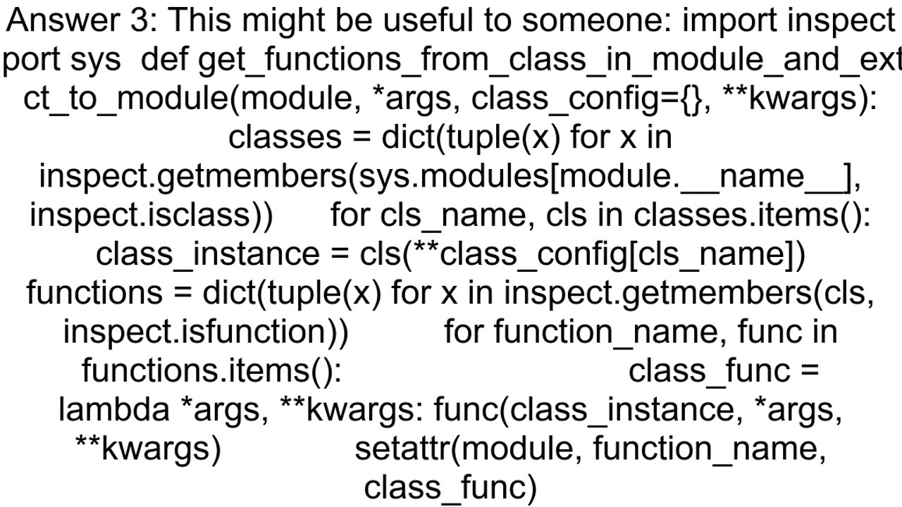 How to dynamically create module level functions from methods in a class