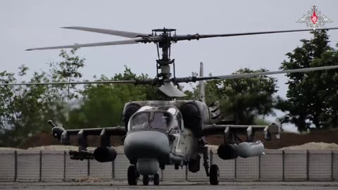 Ka-52 Alligator helicopters deliver missile strike against the enemy in Krasny Liman direction