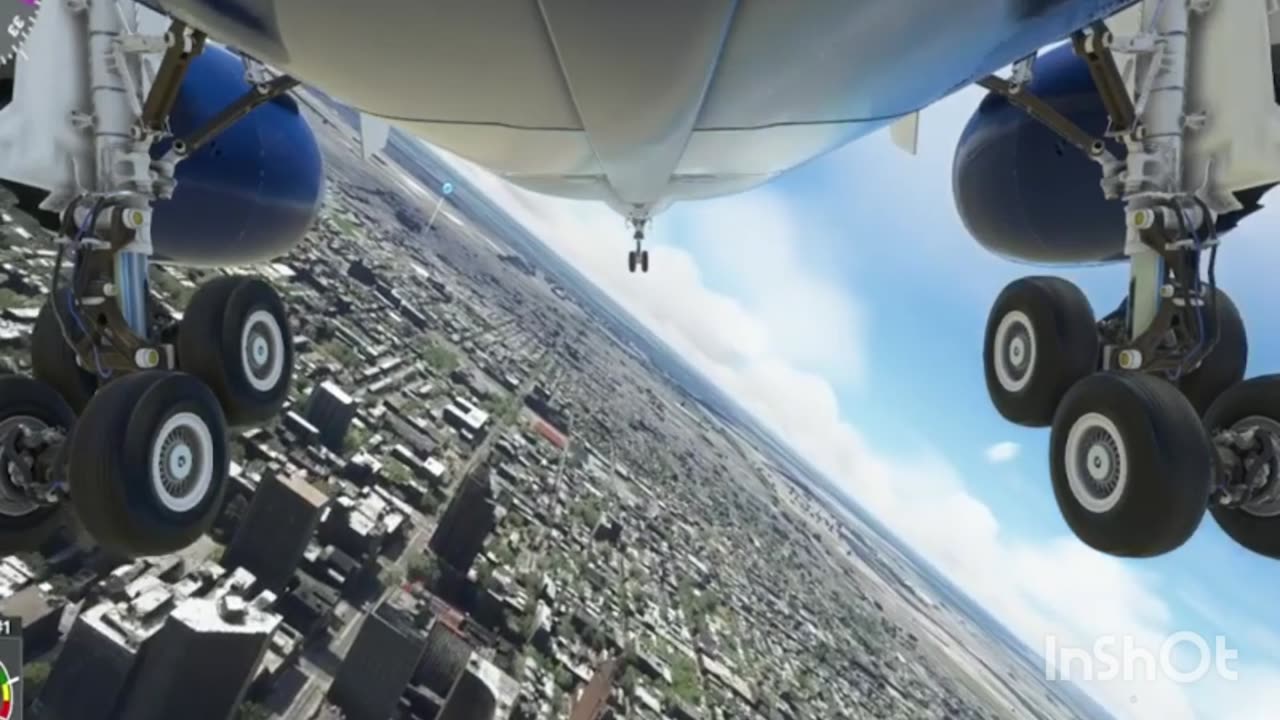 Close view of aeroplane landing