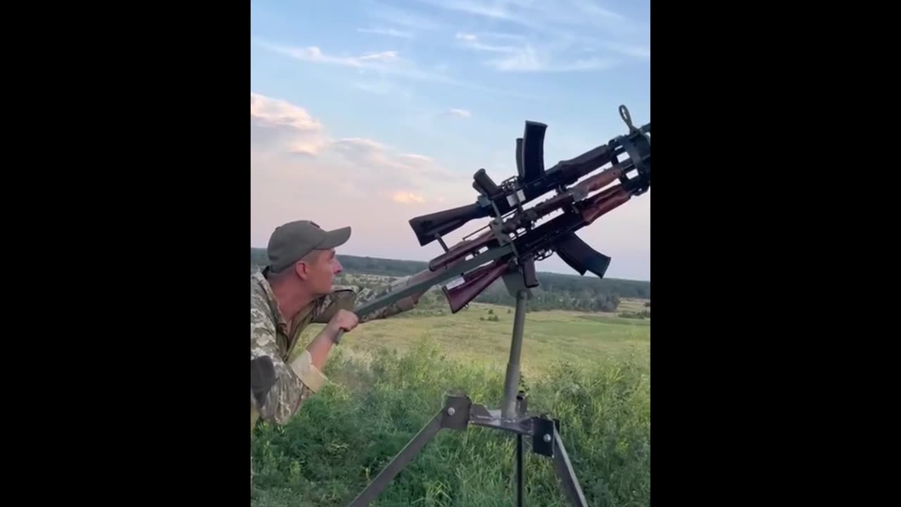 Ukrainian soldiers working on anti drone systems to fight Russian Shahed drones