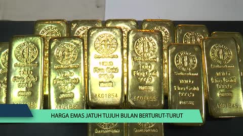 Harga Emas Jatuh Tujuh Bulan Berturut-Turut