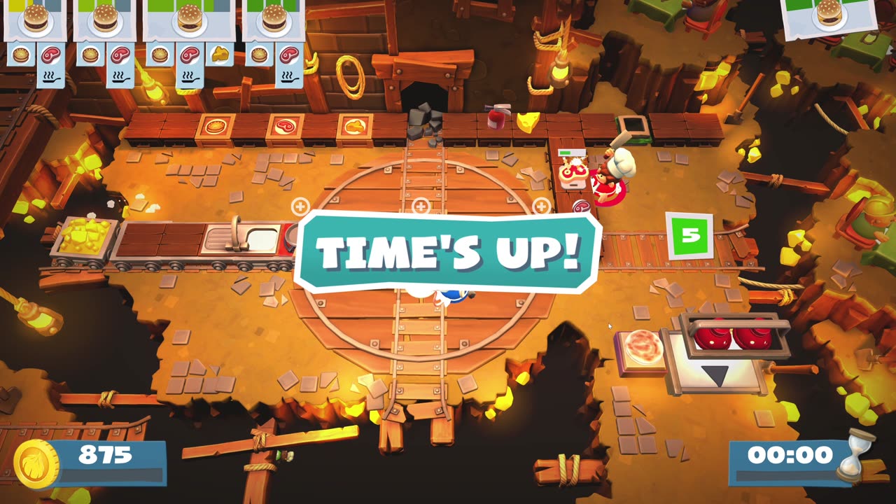 Overcooked 2- we kept hitting each other.