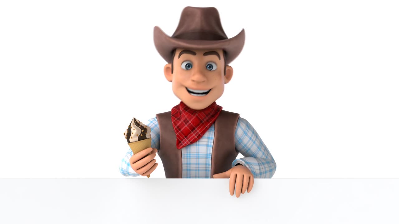 Cowboy Enjoy Ice Cream Cone