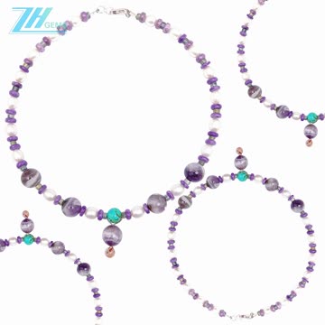 Amethyst Charoite pearl Natural turquoise Burma jadeite Colorful Rutilated quartz 01
