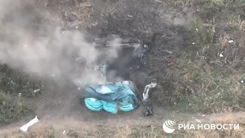 Another kamikaze drone strike on a camouflaged AFU dugout