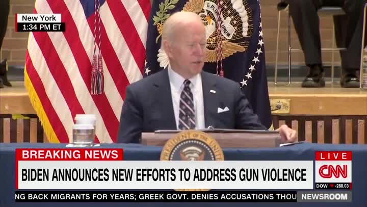 President Joe Biden speaks about funding the police