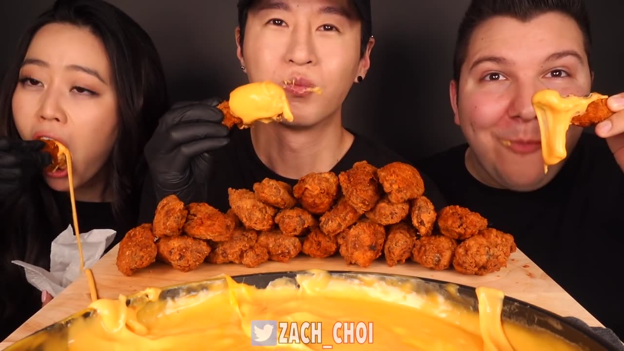 ASMR CHICKEN WINGS _ STRETCHY CHEESE with STEPHANIE SOO _ NIKOCADO AVOCADO (No Talking)