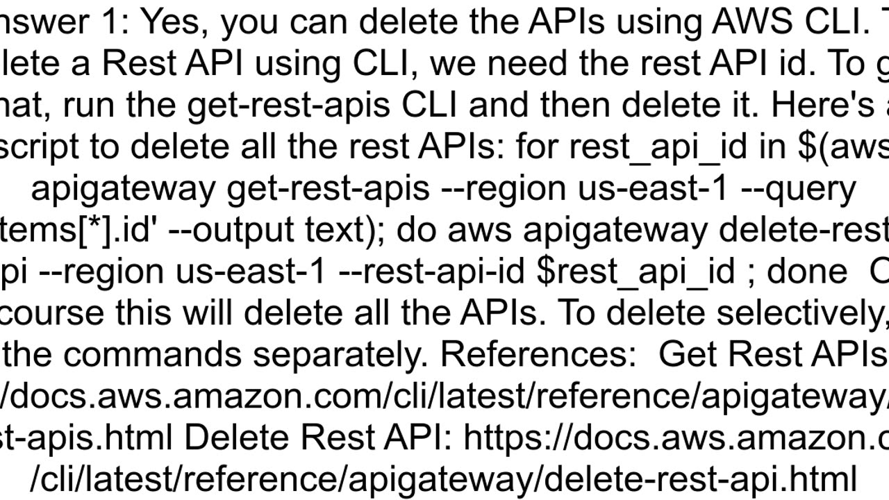 Amazon AWS CLI delete ApiGateway possible