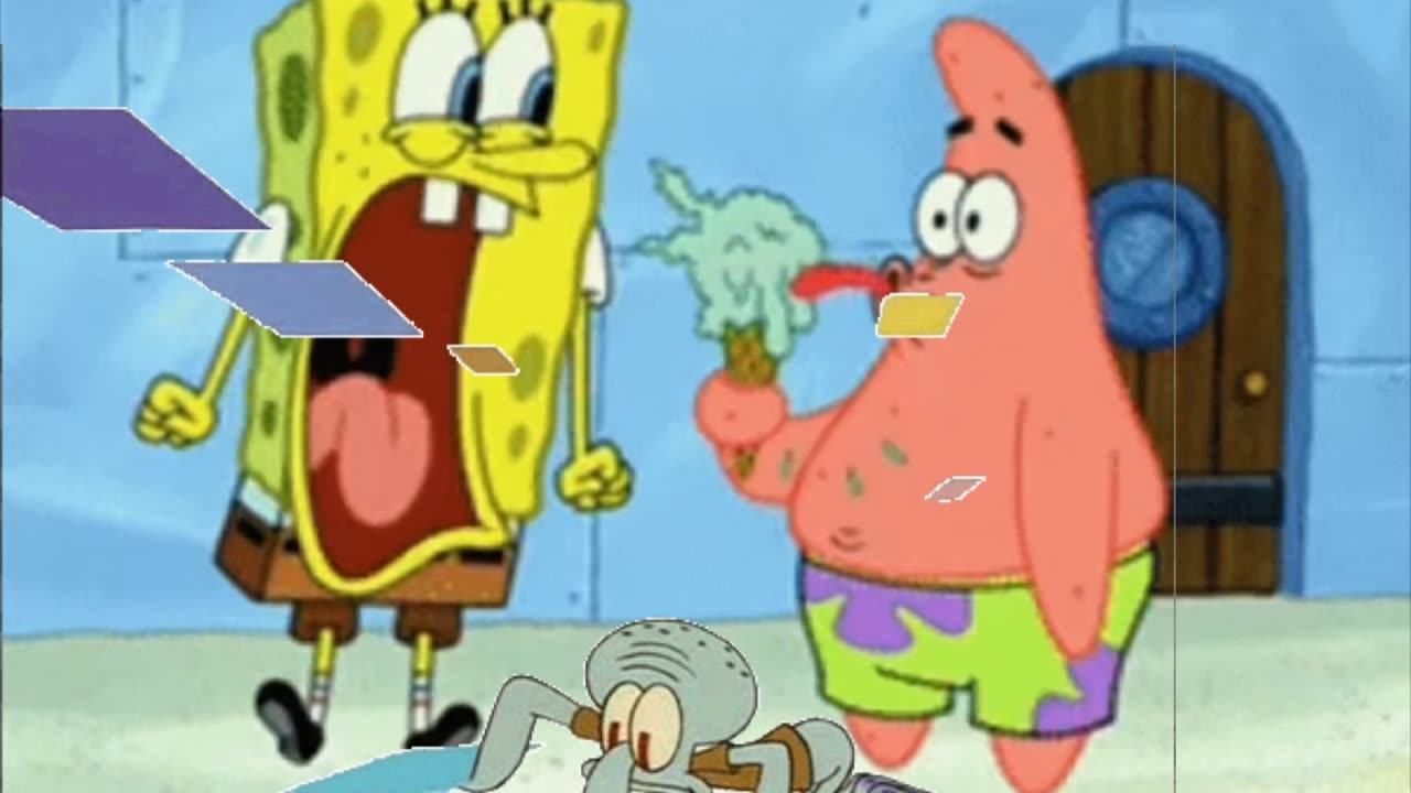 Squidward Is Playing With Tiles While SpongeBob Freaks Out About Patrick Eating Ice Cream 🍦