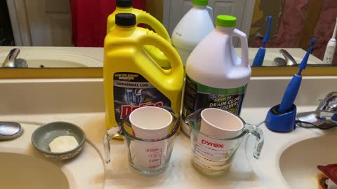 Drano Max Gel Versus Green Gobbler Series 2 Round 1. Chick-fil-A Paper Cups.