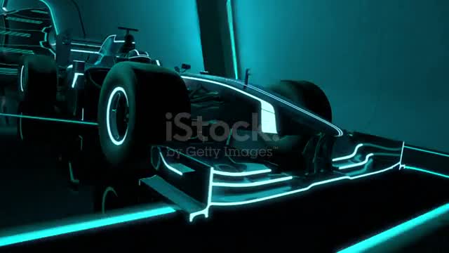 Futuristic racecar in a tunnel with glowing neon lines stock video