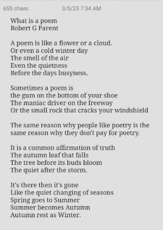 What is a poem? by Robert G Parent
