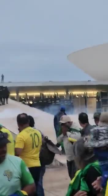 Tear Gas Grenades Deployed by Helicopters on Brazilian Protesters