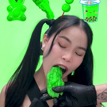 Random Green Food ASMR Mukbang #2🥝🥒🍏 #shorts #mukbang #asmr #viral