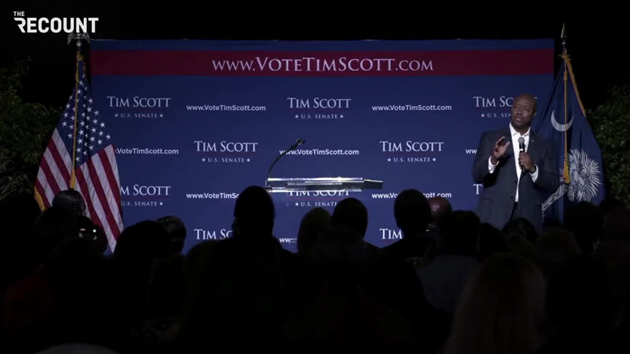 Sen. Tim Scott hints at a presidential run during his victory speech.