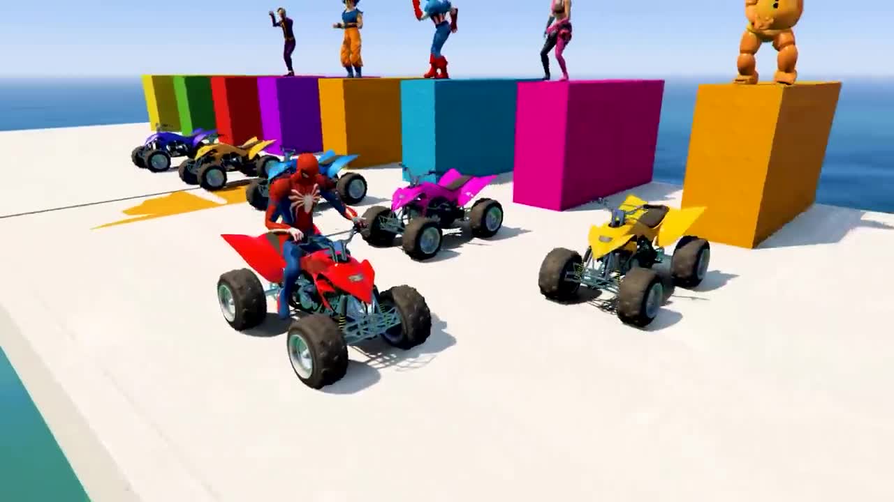 GTA V Epic New Stunt Race For Car Racing Challenge by Quad Bike, Cars and Motorcycle, Spider Shark