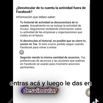 Facebook, desactivar seguimiento, configuracion
