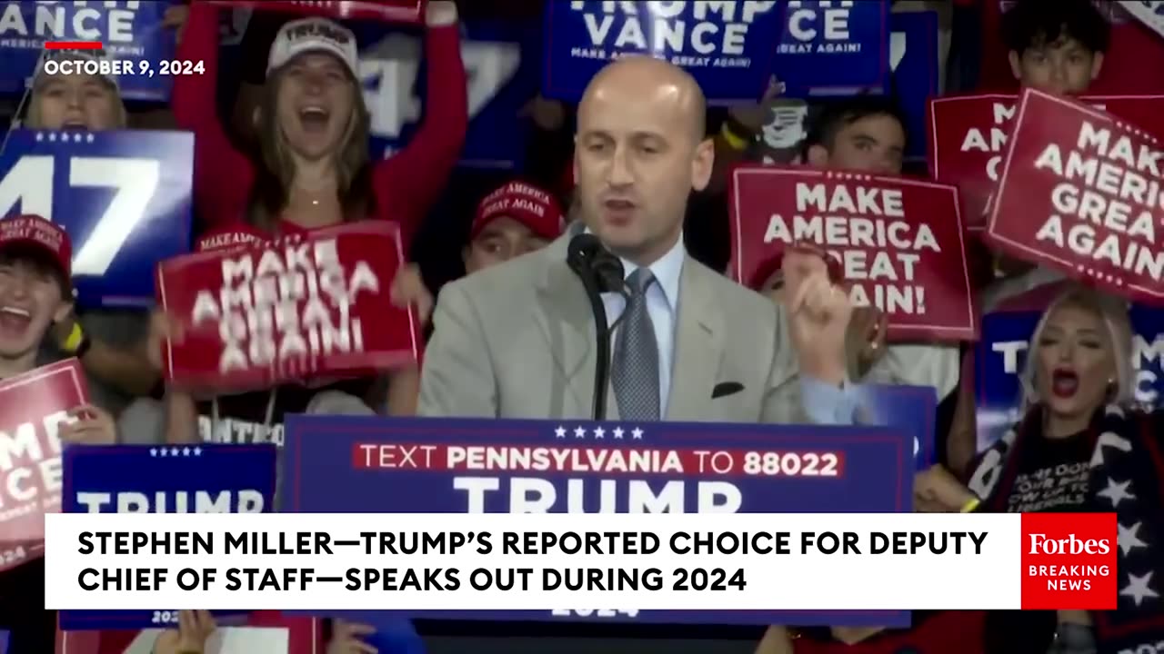 Stephen Miller—Trump's Choice For Deputy Chief Of Staff On Policy—Stumps For Him In 2024