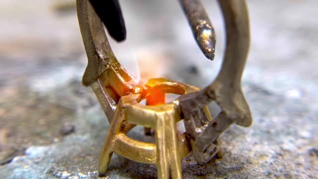 Crafting Jewelry making soldering two tone gold engagement ring ASMR video