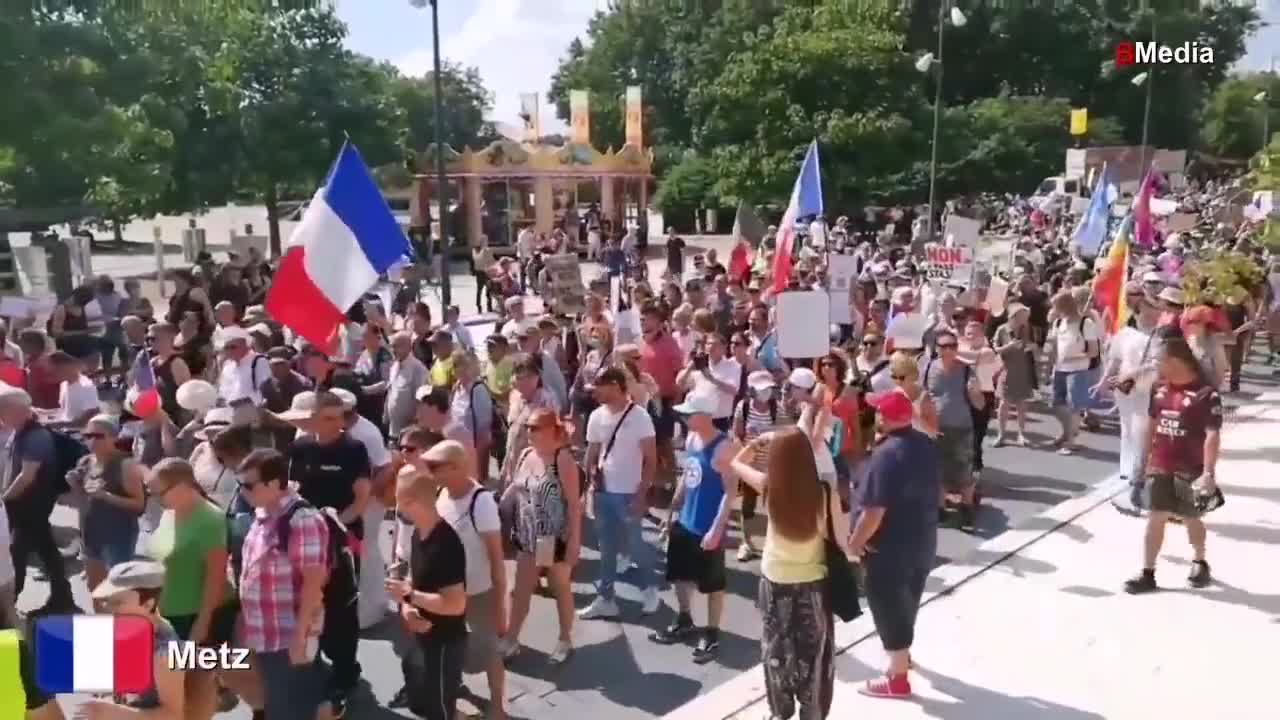 ８月14日にフランスの各地で行われた抗議デモの総集編（前半）