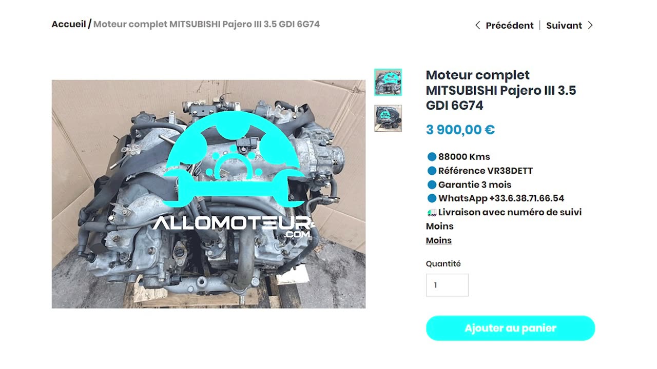 ALLOMOTEUR.COM - Moteur complet MITSUBISHI Pajero III 3.5 GDI 6G74