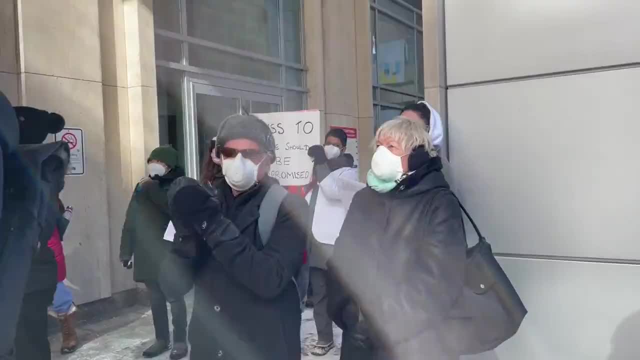 CBC reports a "large" counter Freedom protest right in front of Toronto hospital