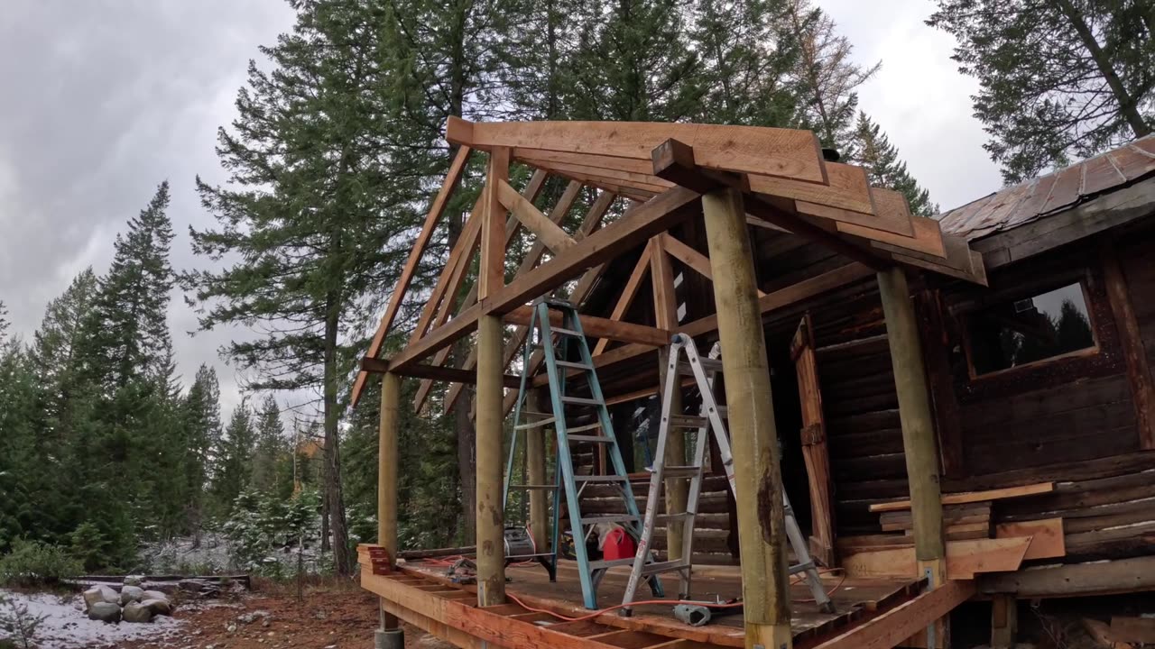 log cabin deck