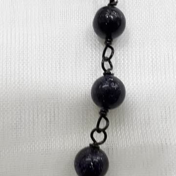 Handmade Unique 13”~16” Adjustable Necklace with Blue Goldstones and Crystals