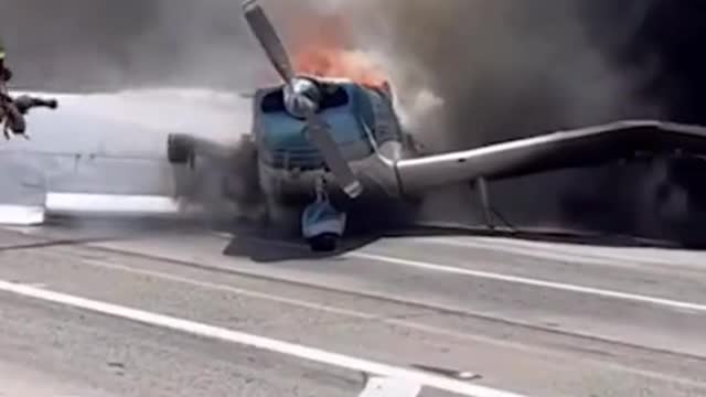 This plane made a dramatic crash landing on a California highway